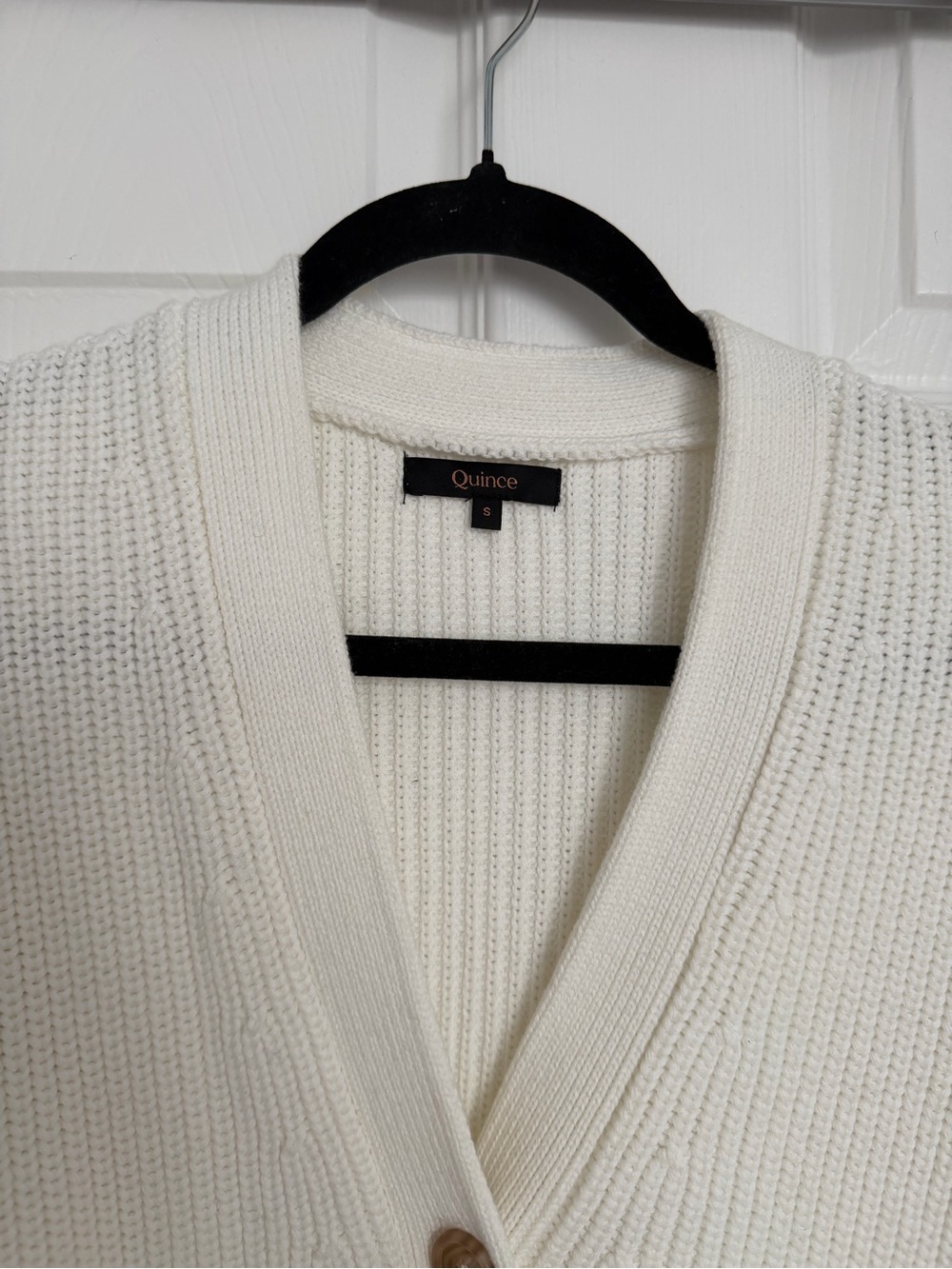 NWOT Quince Cotton Fisherman Boxy Cropped Cardigan - Ivory - Picture 7 of 11